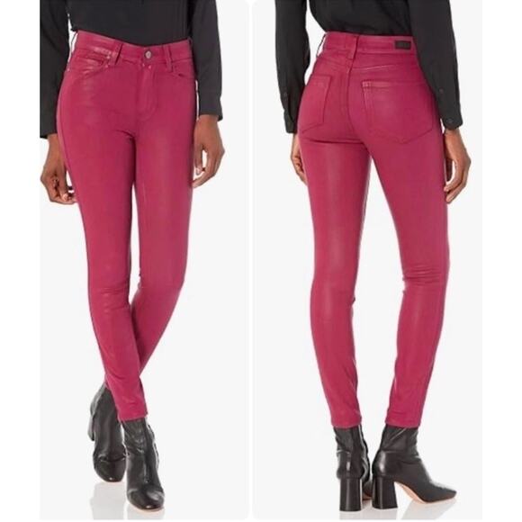 NEW Size 31 PAIGE Hoxton High Rise Ankle Skinny Jean Crushed Berry Luxe Coating - Picture 1 of 2